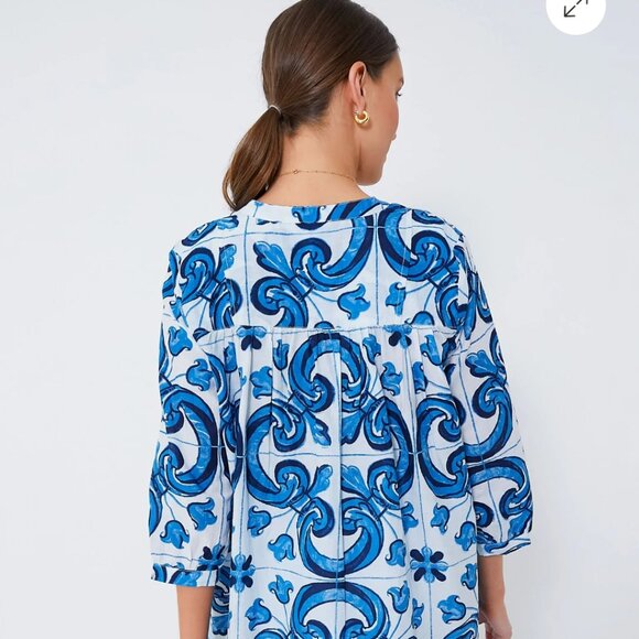 COPY - Capri Blue Majolica Tile Bondi Coverup XL - Picture 4 of 4